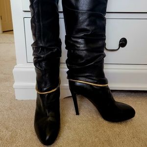 $1895 SERGIO ROSSI Black Leather Slouchy Boot 6, 36❤️